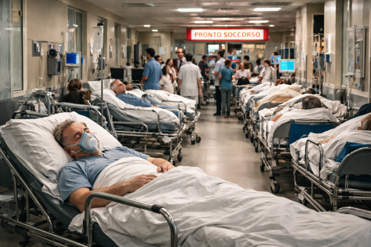 latina malati ricoverati nel corridoio del pronto soccorso